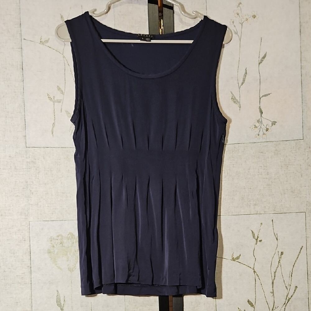 Theory Pleated Blue Sleeveless Tank Top